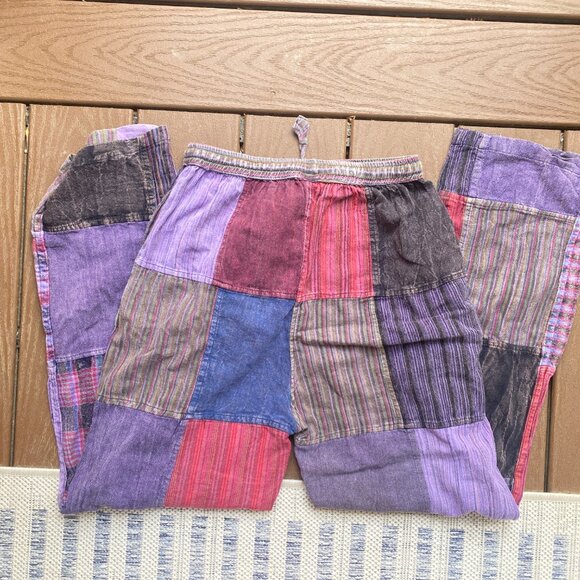 Free People Dupe Hippie Flowy Festival Patchwork Granola Pants - Picture 2 of 2